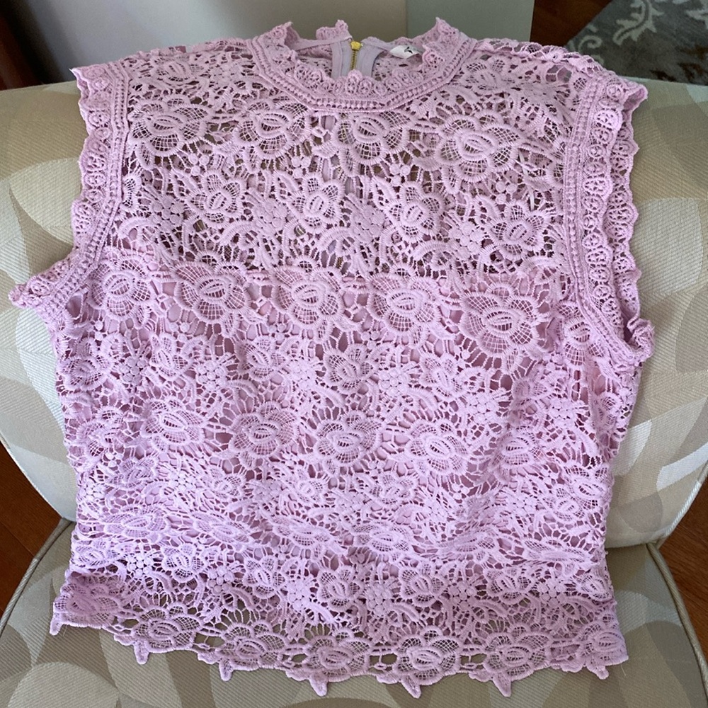Pink Sleeveless Lace Top